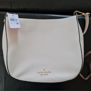 Kate Spade Lexy Large Hobo Tote Shoulder Bag Parchment Pebbled Leather